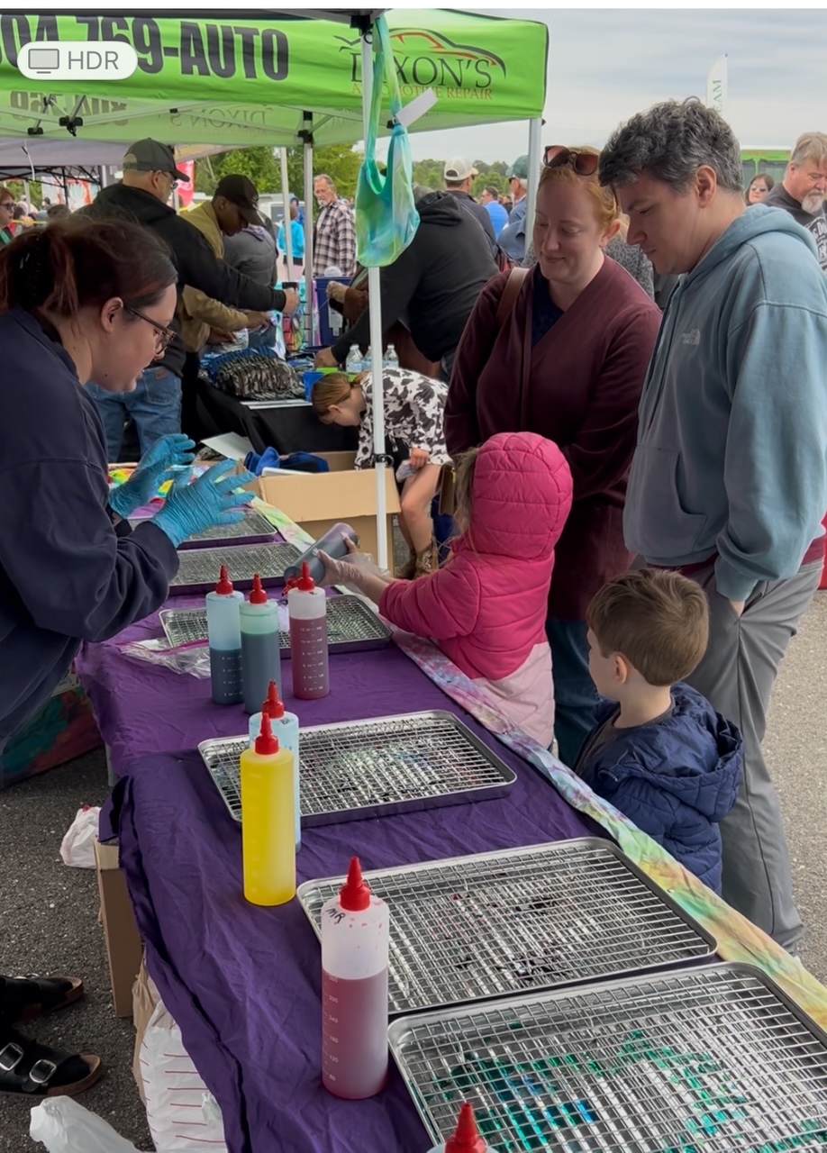 Tie-dye birthday party kit in Richmond VA with colorful shirts and dye supplies